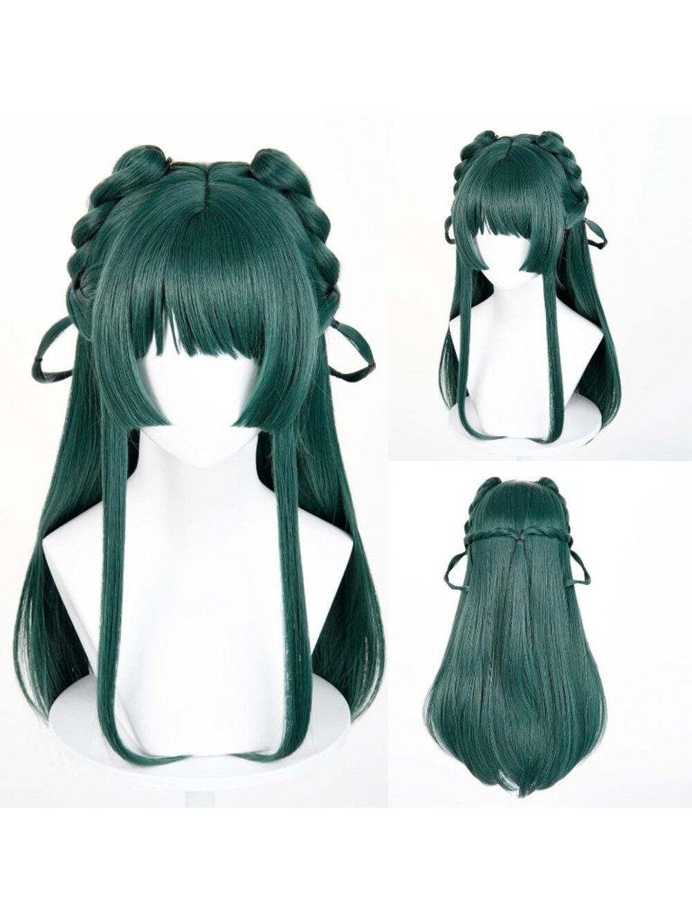Women's Dark Green Heat Resistant Synthetic Fiber Long Straight Ombre Wigs